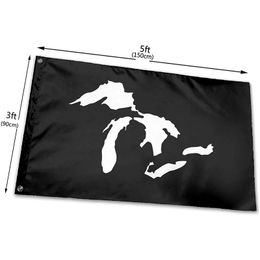 Michigan The Great Lakes State Flag Print Decorative Fade Proof Uv Protection with Brass Grommets 3 X 5 Ft