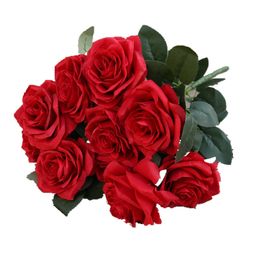 A bouquet of 10 French simulated roses wedding bouquet for home decoration table top decoration roses 42 styles T3I51608