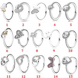 High quality 100% 925 Sterling Silver fit pandora Ring Heart Sparkling Teardrop Ring Elegant Romance Jewellery Engagement Lovers Fashion Wedding Couple For Women