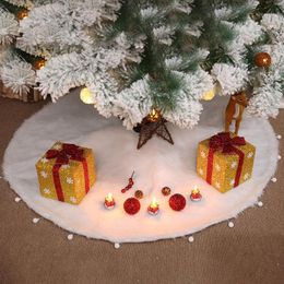 Christmas Decorations Plush Tree Skirt White Fur Carpet Santa Claus Year Xmas Skirts Gift Mat For Home1