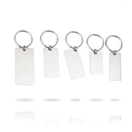mirror engraved Canada - Keychains 100% Stainless Steel Rectangle Charm Keychain Blank For Engrave Metal Tag Key Chain Mirror Polished Wholesale 10pcs1