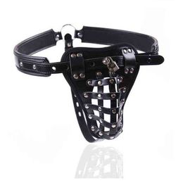 NXY Chastity Device Nxy Adjustable Pu Male Bondage Cock Ring Birds Cage Penis Lock with Leather Belt Bdsm Sex Toy for Man12211221