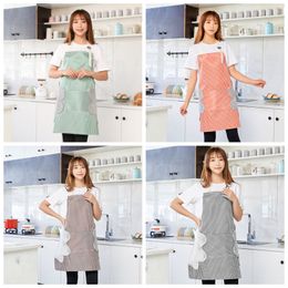 Waterproof Oil Proof Erasable Hand Kitchen Apron Waist Female Restaurant Work Aprons Gown Chef Bib Household Cleaning Tool LLS708