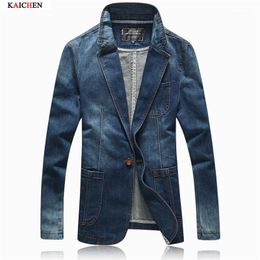 Men's Jackets Wholesale- Autumn Jacket Men 2021 Spring Arrival Fashion Denim Blazer Korean Slim Fit Solid Mens Suit Outwear Coat Size M-XXXL