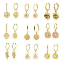 Hoop & Huggie Guardian Series Stars Flowers God Eye Simple Round Multi-hanging Earrings For Women Drop Ring Jewelry Pendientes Orecchini