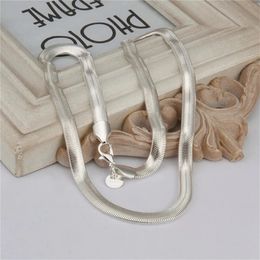 925 Silver Necklace Bracelets Jewelry Set 6MM Flat Soft Snake Chain Fashion Women Mens Wedding 220217