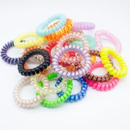 30 pieces mix fashion telephone wire hair bands elastic gum spring scrunchy for women children girls headband hair accessories LJ200903