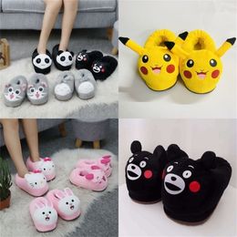 Female Winter Plush Warm Men Floor Animated Cartoon Indoor Shoes Cute Funny Adult Slippers Flat Woman Y201026