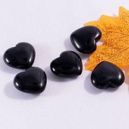 Natural stone 25mm Non-Porous heart Black Onyx Chakra Healing Stone Guides Meditation ornaments Jewellery accessory