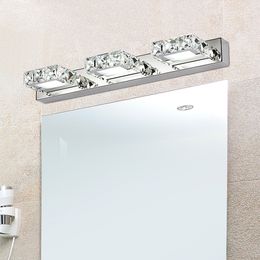 AC110-240V LED Mirror Light Modern Bathroom Cosmetic Crystal Wall Lamps 1-4heads Stainless Steel indoor Lighting fixtures