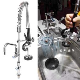 G1/2 Commercial Sink Faucet with Pull Down Sprayer Hotel Bar Counter Cleaning Equipment 0.7m Kitchen Rotating Water Faucets1
