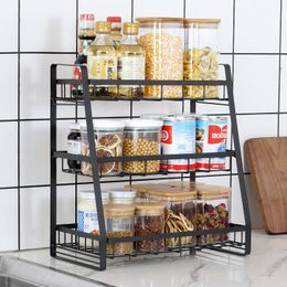 Kitchen Storage & Organization 3-Tier Organizer Slanting Spice Rack Flat Bottom Sauce Seasoning Jars Multipurpose Standing