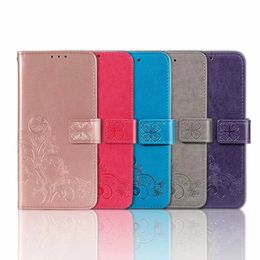 Imprint PU Leather Wallet Cases For Iphone 15 14 Pro Max 14 Plus Samsung Galaxy A12 A21 A02S A32 A52 5G A72 S21 A42 Luxury Lucky Clover Flower Card Holder Flip Cover Pouch