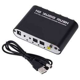 5.1 Channel Audio Decoder DTS AC3 Optical To 5.1 RCA Analog Converter Sound Audio Adapter Amplifier Connectors