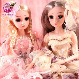 UCanaan 18 Inch 45CM 1/4 BJD Dolls 18 Ball Jointed Doll For Girls With Full Outfits Dress Shoes Makeup SD Doll Toys For Children LJ201031