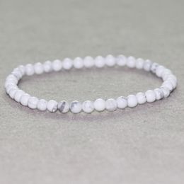MG0021 Wholesale White Howlite Bracelet 4 mm Mini Gemstone Bracelet Women`s Yoga Mala Beads Energy Protection Balance Jewelry