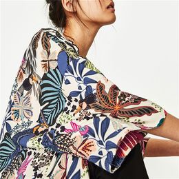 Fashion Women Chiffon Kimono Cardigan Harajuku Printed Open Front Holiday Loose Casual Thin Blouse Tops Beachwear Cover Ups 2020 LJ200813