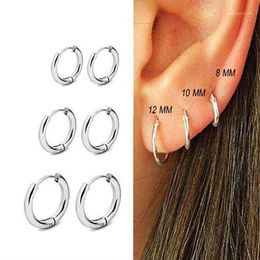 Hoop & Huggie Shiny Body Nose Earrings Lip Ear Fake Retractable Septum 3 Pairs Fashionable Jewellery Oorbellen Girls Hoop1
