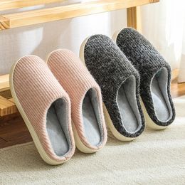 New Autumn Winter Women Men Slippers Bottom Soft Home Shoe Cotton Thick Slippers Indoor Slip-on Slides Comfortable Slippers#p30 X1020