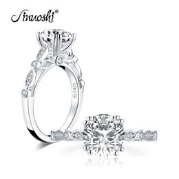 AINUOSHI Fashion 925 Sterling Silver 2.0 CT Round Cut Ring Engagement Simulated Diamond Women Wedding Silver Rings Jewelry Gifts Y200107