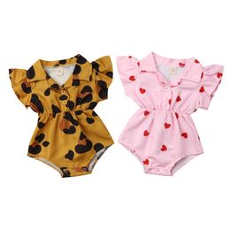 Summer Infant Newborn Baby Girl Clothing Leopard Heart Ruffles Baby Girls Rompers Valentine's Day Clothes For Baby Girl Summer 201023