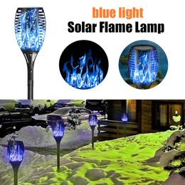 12/33LED Solar Flame Lamps Outdoor Torch Lights Waterproof Landscape Blue Purple Lawn Lamp Dancing Flicker Lights For Yard Decor