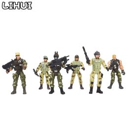 6 Pcs/set Military Soldiers Model Toy for Boys Plastic Action Figure Soldier Modelling Toys for Children Educational Toys LJ200928