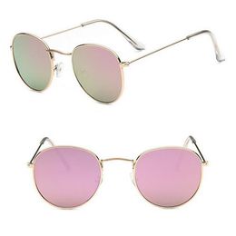 High Quality Mens Womens Sunglasses Eyewear Sun Glasses Gold Metal Pink Mirror Glass Lenses 50mm