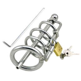 NXY Chastity Device Stainless Steel Cock Cage Ring Male with Catheter Plug Penis Lock Adult Games Bdsm Sex Toy for Men1221