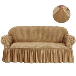 NEW Elastic Sofa Cover 3D Plaid Slipcover Universal Furniture Covers with Elegant Skirt for Living Room Armchair Couch Sofa LJ201216