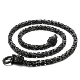Gift for Men Large 117g heavyweight stainless steel Byzantine chain Link chain Two lion Charms clasp necklace 6mm 28 inch