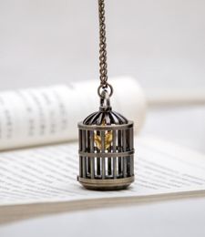 Small hanging watch small birdcage vintage pocket watch necklace Korean version sweater chain fashion watch Jewellery wholesale