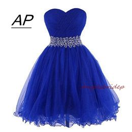 ANGELSBRIDEP Herzförmiges kurzes/Mini-Heimkehrkleid für die Abschlussfeier, herzförmiges Tüll-Brating-Taillen-Partykleid für besondere Anlässe 201114