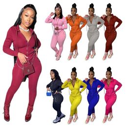 Women Designer Tracksuit Hooded Suit 2 Piece Set Sports Leisure Fashion Long Sleeve Micro Flared Pants Outfit Zipper Top Jogging Suit ZYY307