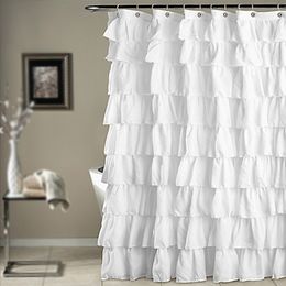 White Home Bathroom Bath Decor Supplies Shower Curtain Solid With Hooks T200711