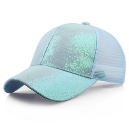 Ponytail Baseball Cap Women Snapback Summer Mesh Hats Casual Sport Sequin Caps Drop Hat Cap