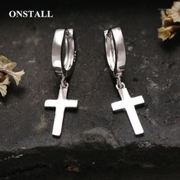 Hoop & Huggie Quality 925 Sterling Silver Earrings For Men And Women Christ Cross Ear Pendant Small Ring Fashion Trend Earring Jewely1