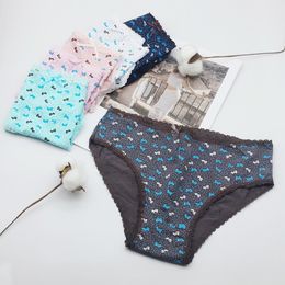 6 pcs/lot Woman Briefs Wholesale 2020 New Arrival Good Quality 6 Color Floral Printed Cotton Panties LJ200822