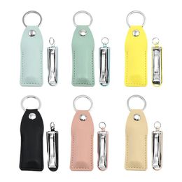 Wholesale Easy To Carry Folding Nail Clippers Adult With Key Ring Stainless Steel Nail Tool New Set Multiple Colors XG0229