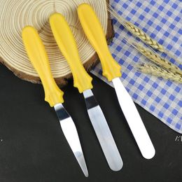 3Pcs/Set Stainless Steel Cake Spatula Set Baking Tools Butter Cream Icing Frosting Knife Offset Spatula Smoother Pastry Cakes bysea JJE13105