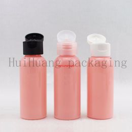 50pcs 50ml pink empty plastic PET bottles with flip top cap,50cc lotion cream containers bottle shampoo travel vialbest qualtity