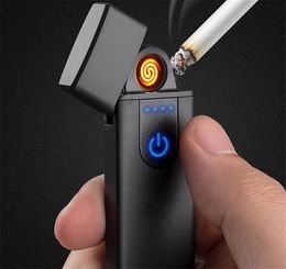 Creativity Lighter Novelty Electric Touch Sensor Lighter Fingerprint Sensor USB Rechargeable Portable Windproof lighters Smoking Accessories