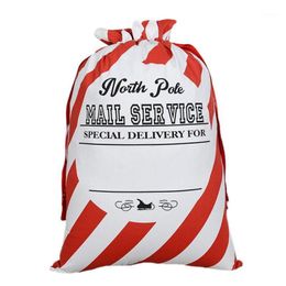 20pcs/lot christmas Striped Envelop 2 styles red drawstring canvas santa vintage gift bags bag1