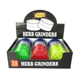 2021 Herb grinder with 3layers 60mm plastic grinders accessories pipes acrylic grinders in stock 12pcs per pack