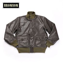 Läs beskrivning ! Asiatisk storlek Bronson US Air Force äkta gethud vintage läderjacka LJ201029