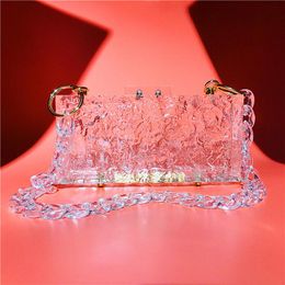 Transparentes Eis rissige Lady Acrylkupplung Beutel Handtasche Kristall Kupplung Acrylsäcke Eimerbeutel transparentes Abendessen Mode Abendtasche