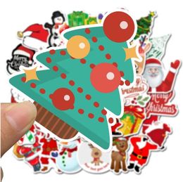 50pcs Christmas Wall Stickers Xmas Tree Home Decor Santa Claus Graffiti Sticker Waterproof Laptop Skateboard Party Gifts 4 5sl G2