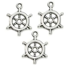 200Pcs/lot Antique Silver Plated Rudder Anchor Charm Pendant Bracelets Jewellery Findings Accessories Making Craft DIY 20x15mm
