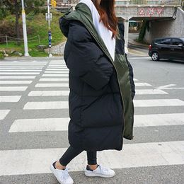 Oversize Coat Women Autumn Winter Jacket Women Parka Thick Long Down Cotton Coat Hooded Women And Men Couple Puffer Jacket C6636 201217