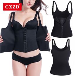 CXZD Women Sweat Waist Trainer Corset Tummy Control Shapewear Vest Adjustable Straps Workout Tank Tops Body Shaper 201222